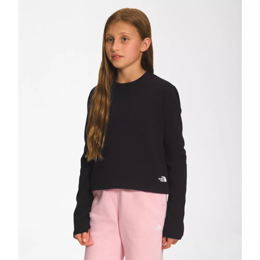 T-shirt Boxy Noir à Manches Longues Pour Fille The North Face