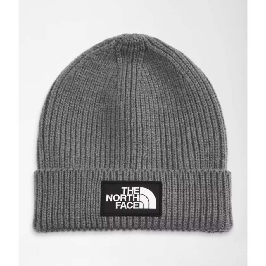 Bonnet Gris à Revers Pour Enfant Tnf Box Logo The North Face