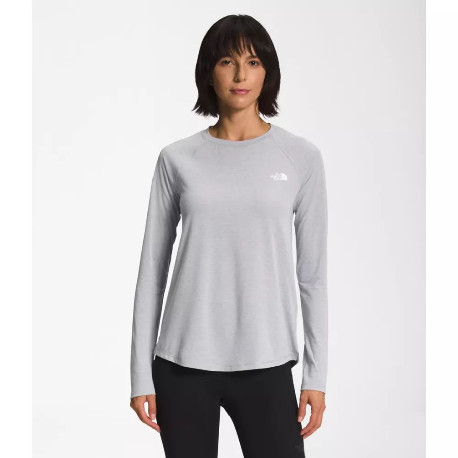 Gris The North Face Women Wander Hi Low Manches Longues