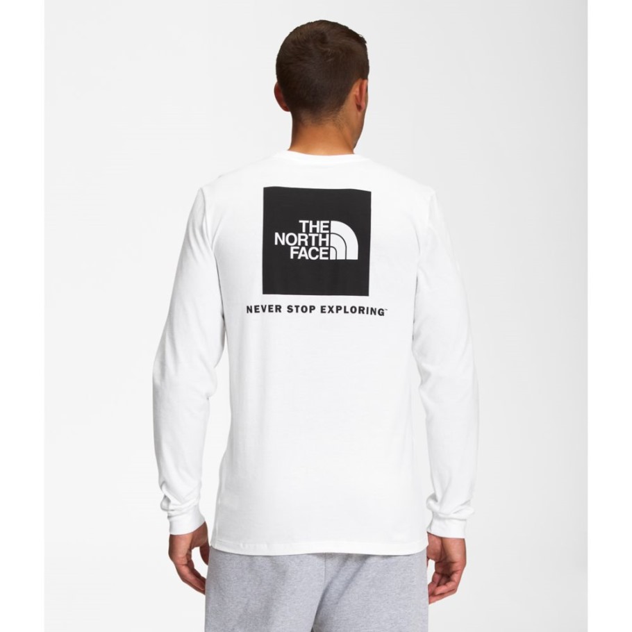 Hommes à Manches Longues Box Nse Tee Blanc Noir The North Face