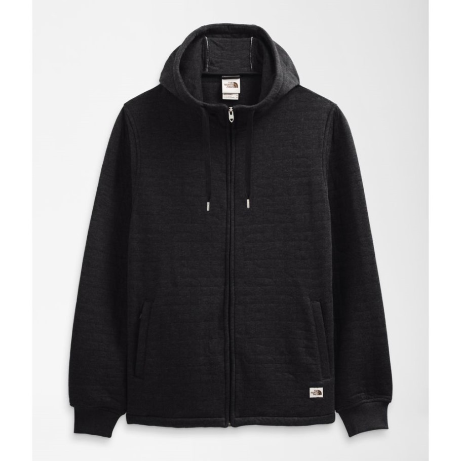 Sweat à Capuche Zippé Matelassé Longs Homme Noir Chiné The North Face