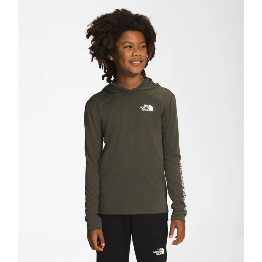 Nouveau Sweat à Capuche à Manches Longues Pour Garçons Vert Taupe The North Face