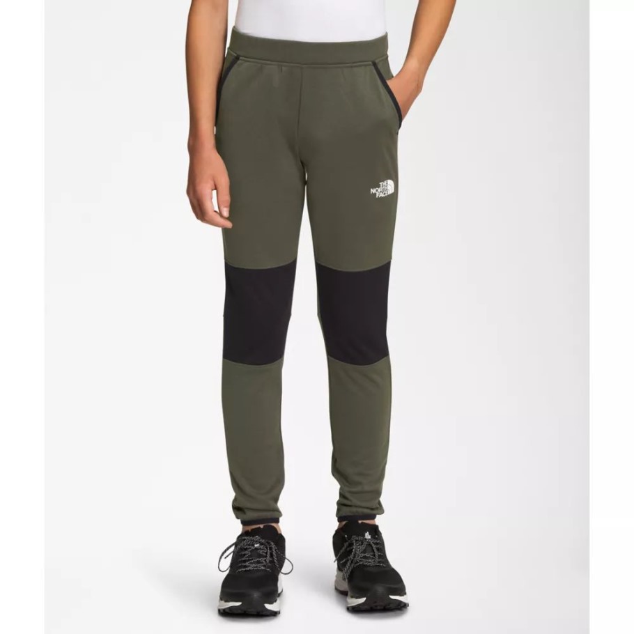 Nouveau Pantalon De Jogging Chaud D'hiver Pour Garçon Vert Taupe The North Face
