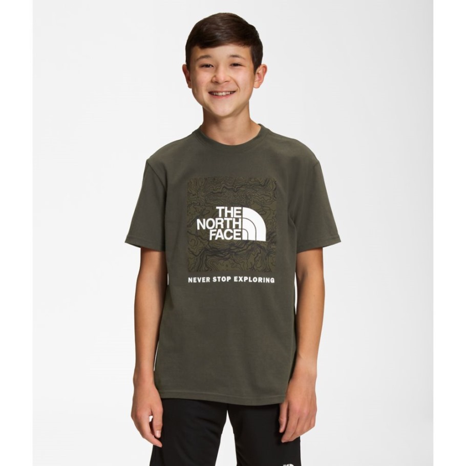 Nouveau T-shirt Graphique à Manches Courtes The North Face Pour Garçons Vert Taupe