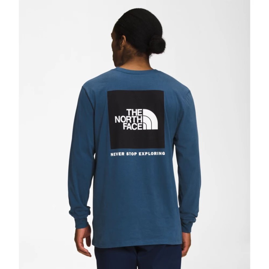Shady Blue Hommes Manches Longues Box Nse Tee The North Face