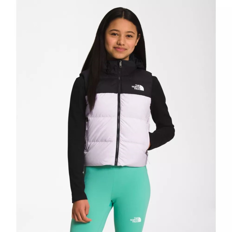 The North Face Veste à Capuche North Face Réversible En Duvet Pour Fille Lavande Brouillard