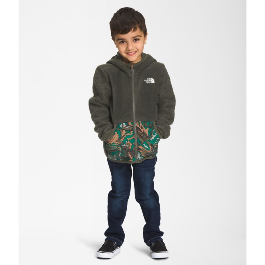 The North Face Kids Forrest Polaire Full Zip Hoodie New Taupe Green