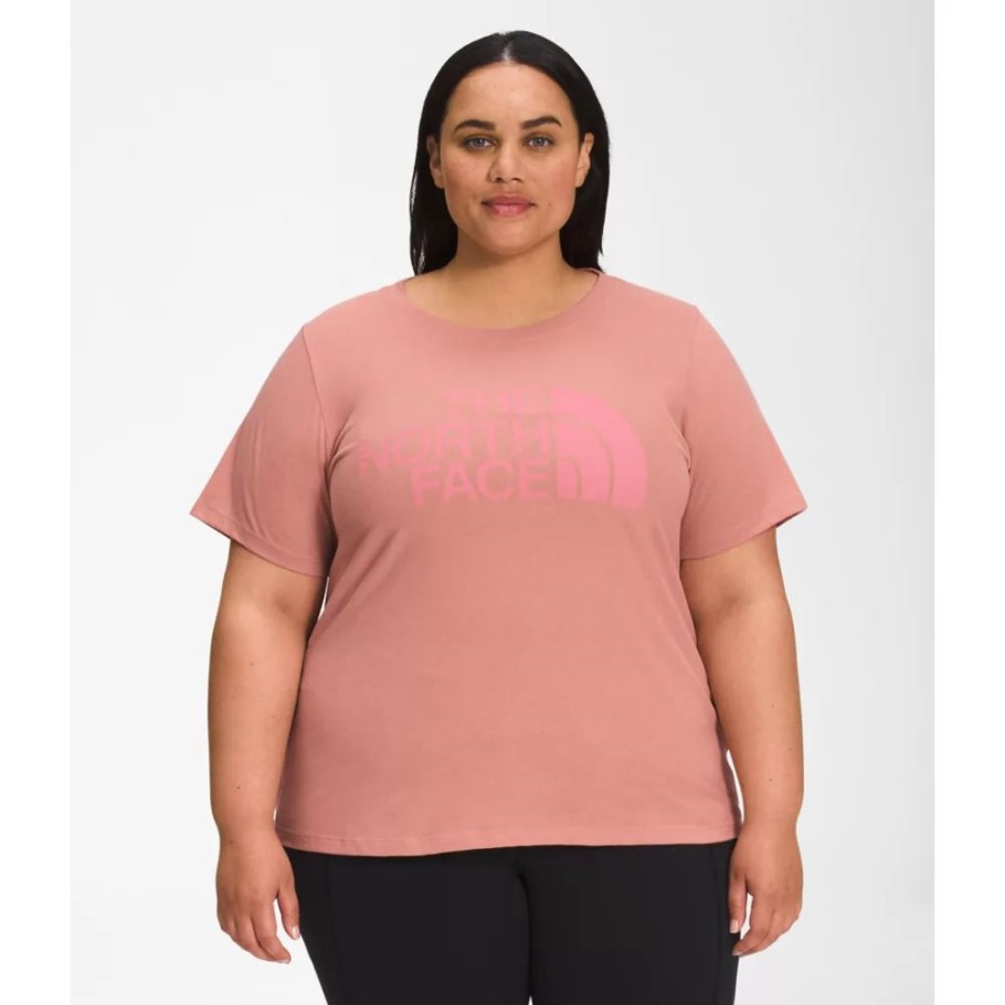 The North Face Women Plus Short Sleeve Half Dome Cotton Tee Rose Dawn