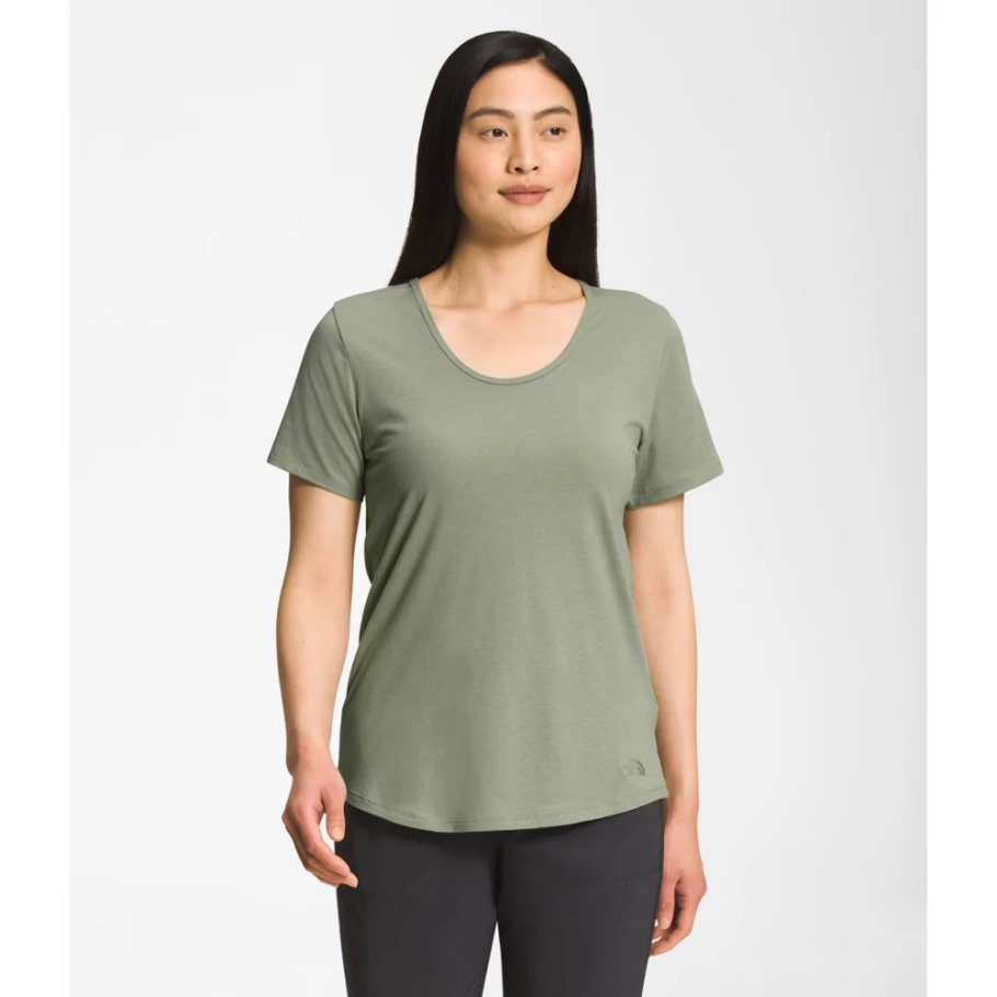 Women Terrain Short Sleeve Scoopneck Tee The North Face Tea Green