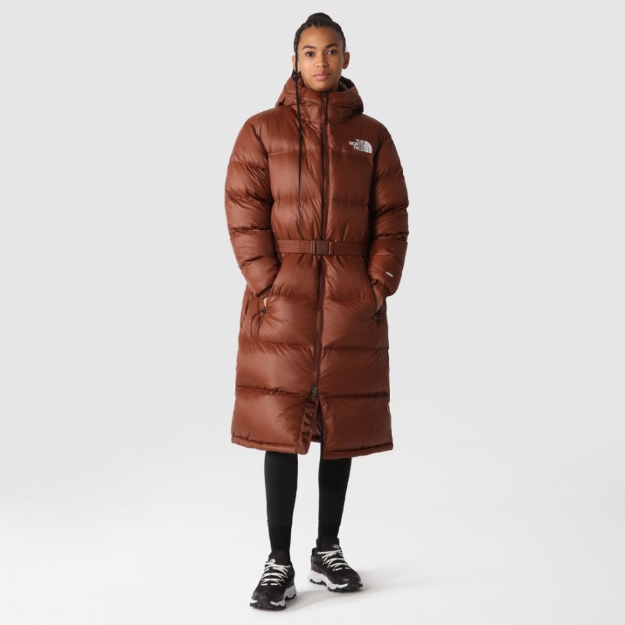 Dark Oak The North Face Parka Longue Ceinturée Femme Nuptse