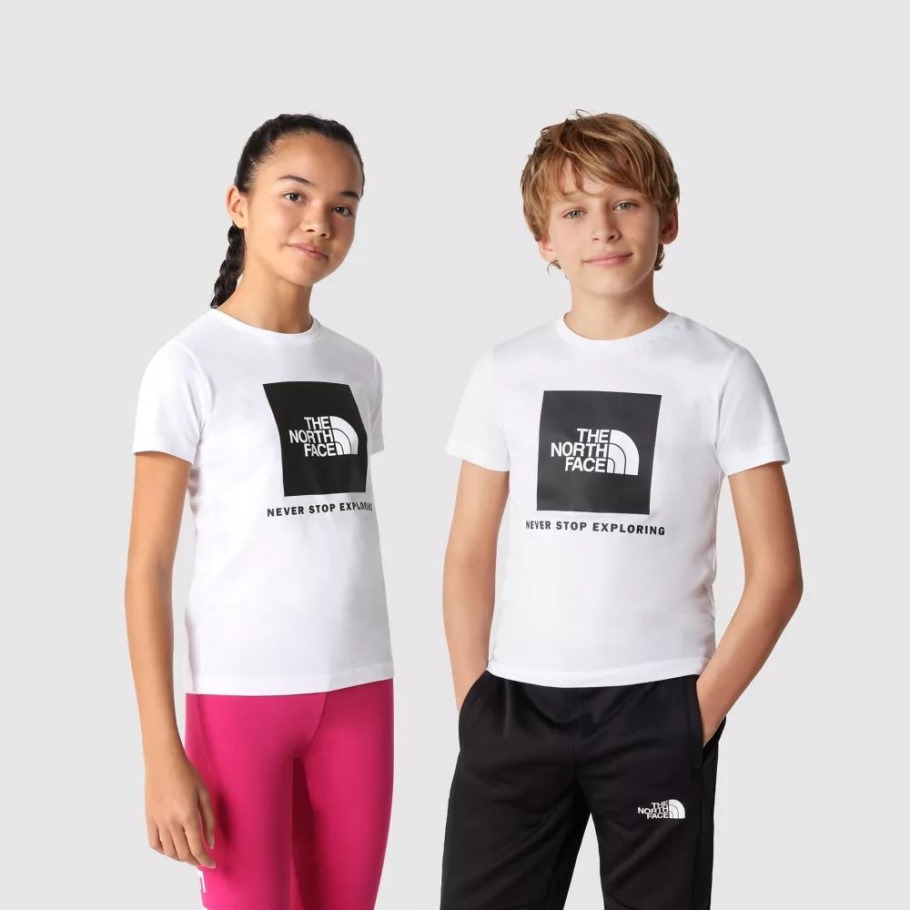 T-shirt Manches Courtes Teens Box The North Face Blanc Noir