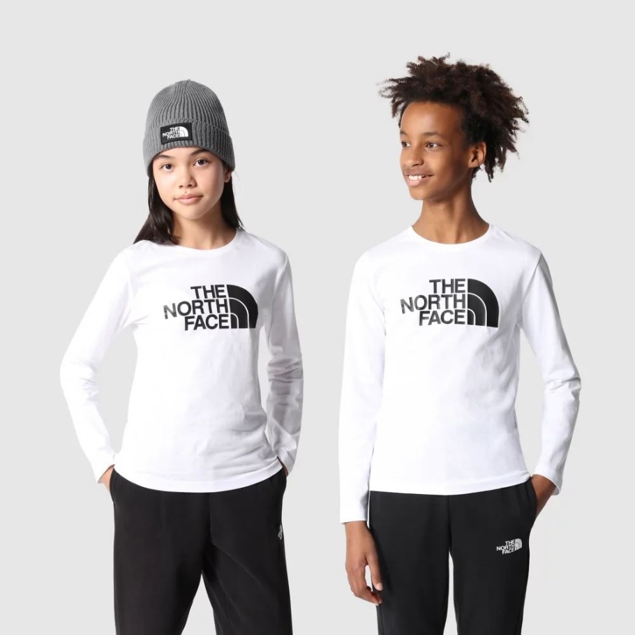 T-shirt Ados Facile Manche Longue Blanc The North Face