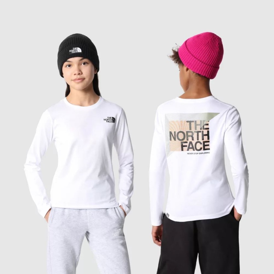 T-shirt Ados Graphique Manche Longue The North Face Blanc