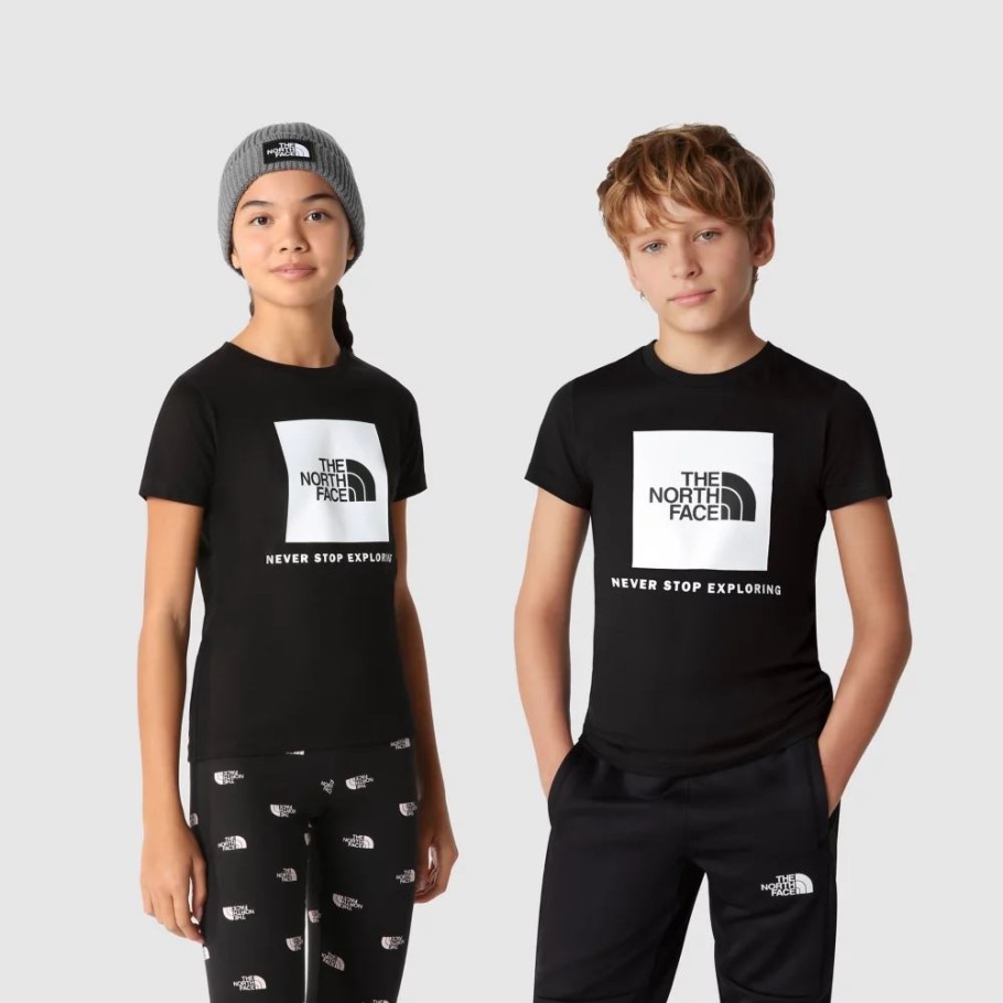T-shirt The North Face Teens Box Manche Courte Noir Blanc