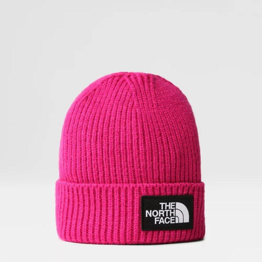 Bonnet à Revers Logo Tnf Box Pour Jeune The North Face Rose Fuschia