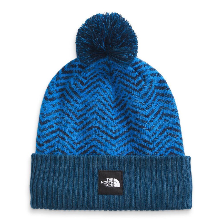 Bonnet à Pompons à Chevrons Pour Jeunes Bleu Bleu The North Face